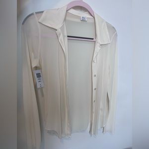 Brand new aritzia see through beige button down